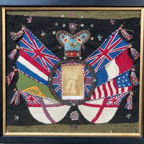 Antique Sailor's Woolwork - Crown And Cabinet Card