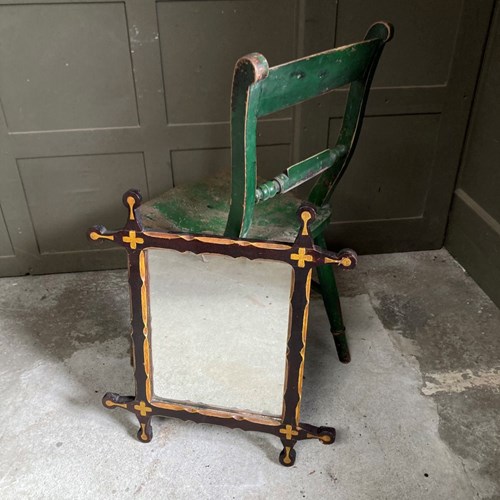 Antique Folk Art Framed Mirror