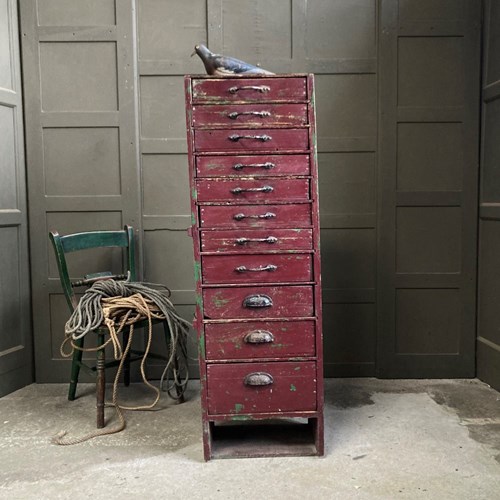 Vintage Homemade Bank Of Drawers