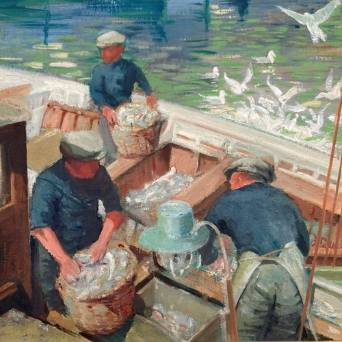 Walter Hyde (20Th C.) - 'Polperro Fishermen'