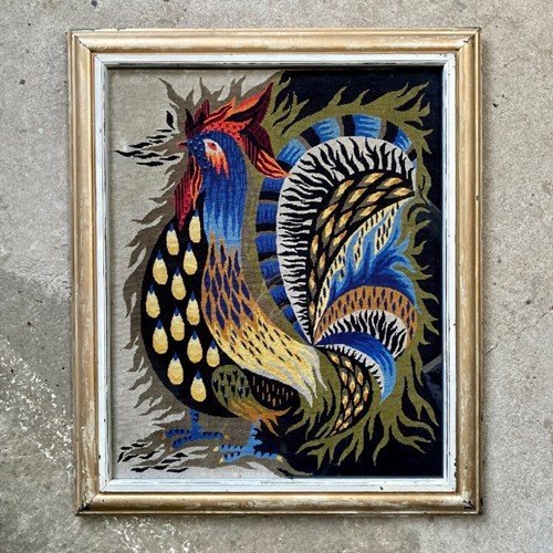 Mid-Century Woolwork Tapestry - 'Cockerel'