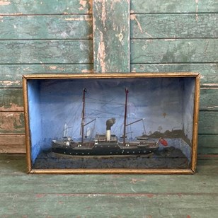 Antique Sailor's Ship Model Diorama...