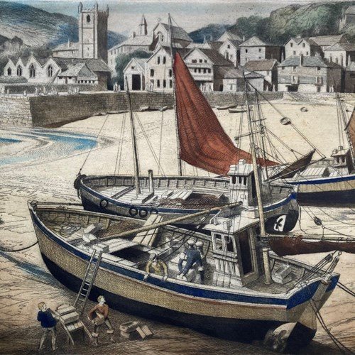 Edward Bouverie Hoyton (1900–1988) Etching - 'St Ives Harbour'
