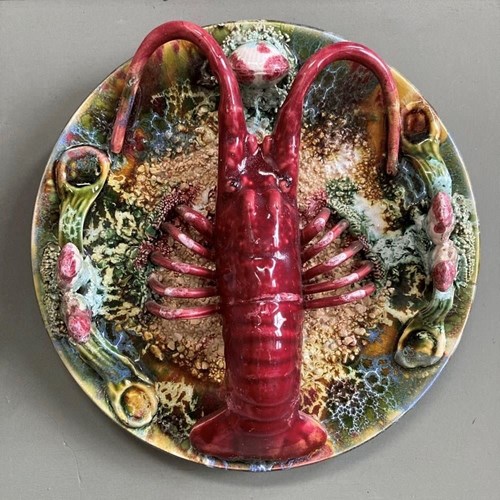 Majolica Palissy-Style Plate - 'Spiny Lobster'