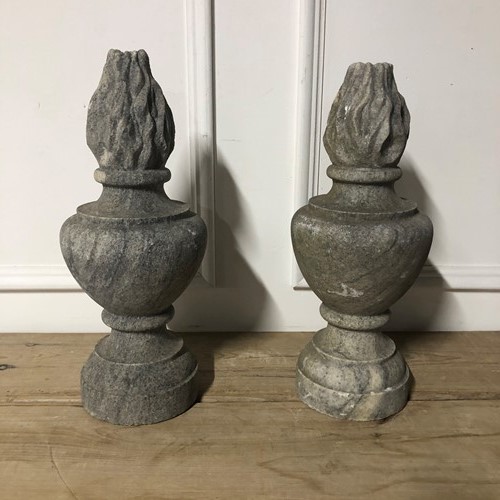 A Pair Of Granite Flambe Finials 