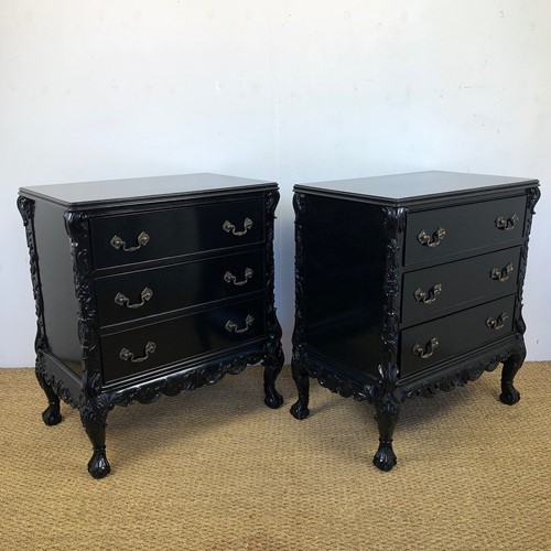 A pair of English Mid 20thC Rocco commodes 