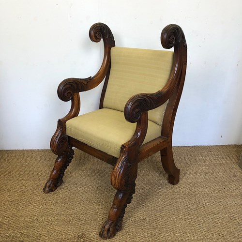 A Unique Carved Walnut Armchair 