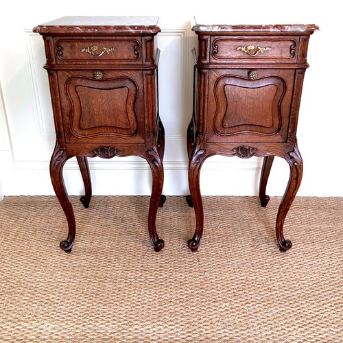 A Pair Of French Oak Bedside Tables