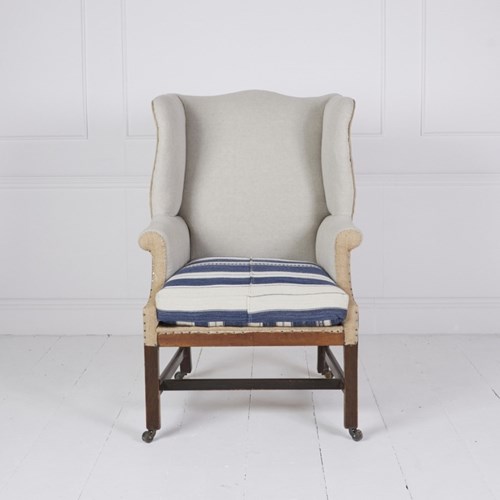 Striped Wing Chair
