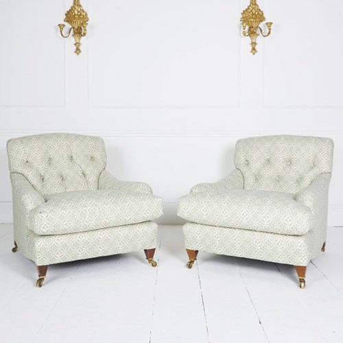 Pair Of Howard Style Armchairs