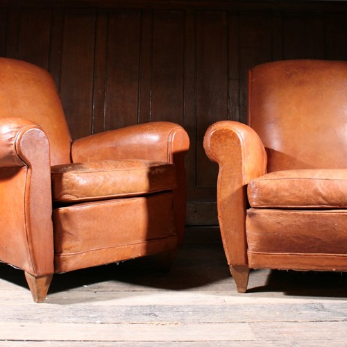 Pair Of Antique Leather Club Chairs