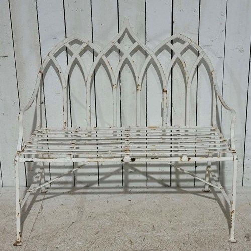 Iron Gothic Garden Bench Circa 1930
