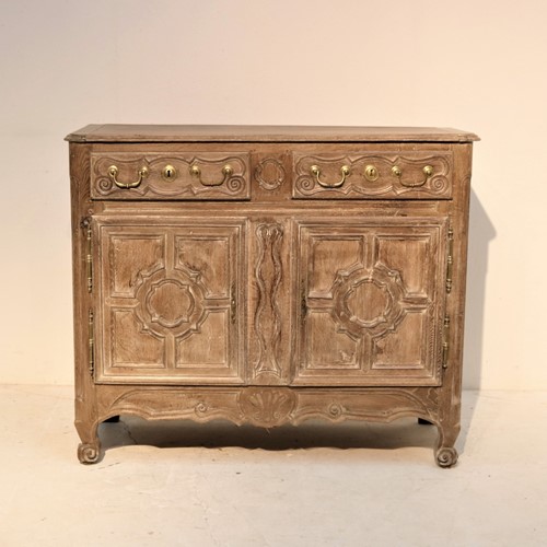 19th century French limed oak two door buffet 