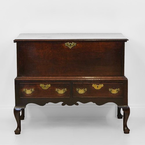 Antique Georgian Oak Blanket Chest On Stand With Drawers Circa 1750