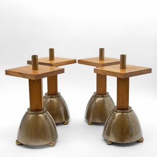 Set Four 1970’S Brutalist Oak & Bra...