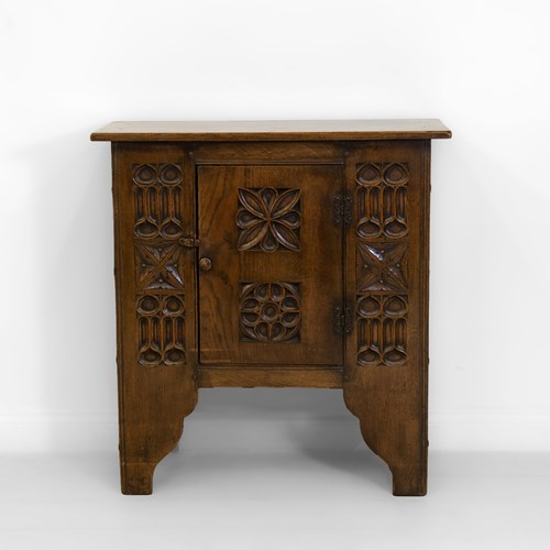 Gothic Revival Carved Oak Cabinet 20Th Century