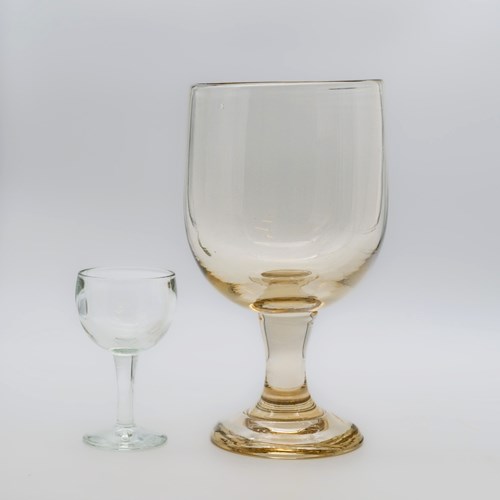 19Th Century Large Shop Display Blown Wine Goblet With Amber Hues 