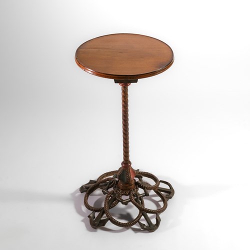 Decorative 19Th Century Cast Iron Nautical Anchor & Rope Side Table