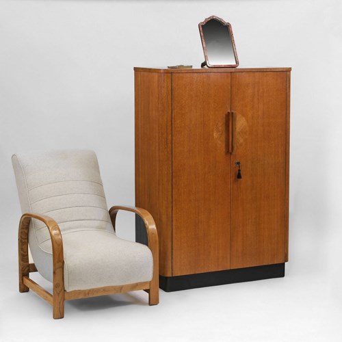 Late Art Deco Bauhaus Czech Compact Wardrobe Tallboy By United Up