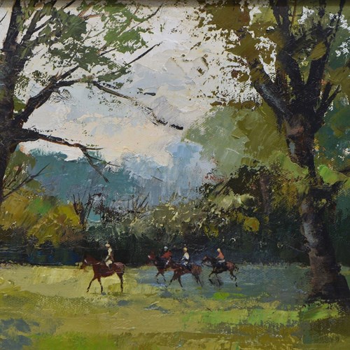 Training Jockeys Oil Painting By Mark Randall 