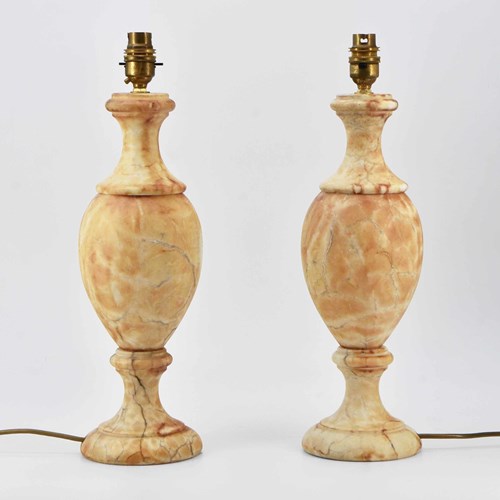 Pair Vintage Alabaster Neoclassical  Style Table Lamps