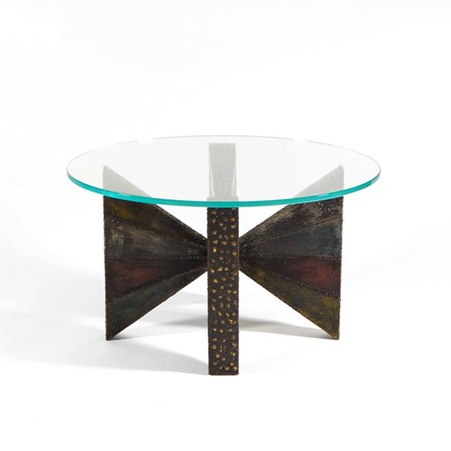 Paul Evans Sculpted Steel & Polychrome Coffee Table Signed And Dated 1967