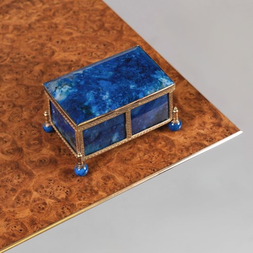 Antique Lapis Lazuli & Gilt Metal Miniature Box Casket French Circa 1880