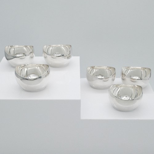 1970'S Dutch Sterling Silver Set Of Six Bon Bon Dishes Bowls