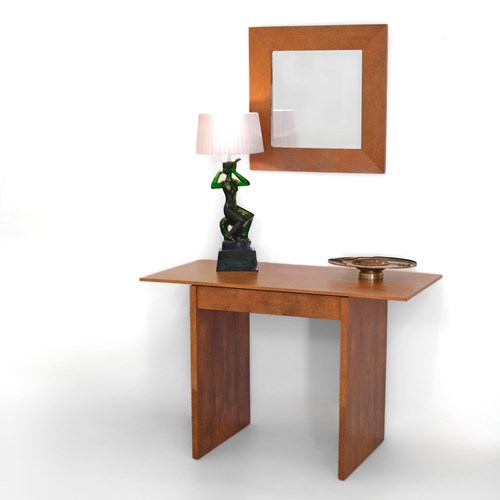 Thuya Burl Console Table & Mirror By John Coleman Minimalist 1993