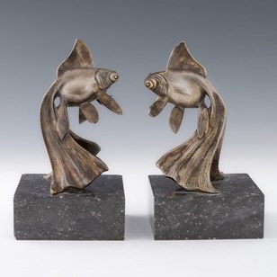 Art Deco Bronze Fancy Goldfish Pair...