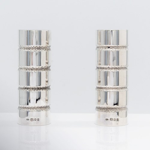 Modernist Sterling Silver Salt & Pepper Pots By George E Grant London 1971