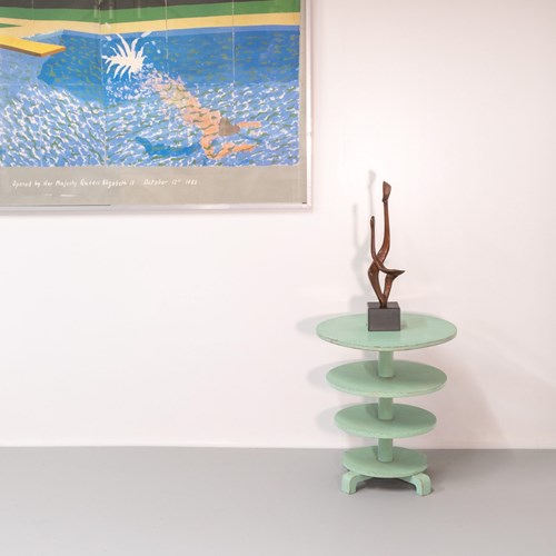1930S Modernist Turquoise Painted Occasional Table Bauhaus