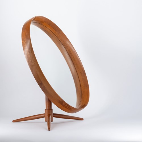 Danish Teak Large Table Mirror Uno & Östen Kristiansson Manner Circa 1960
