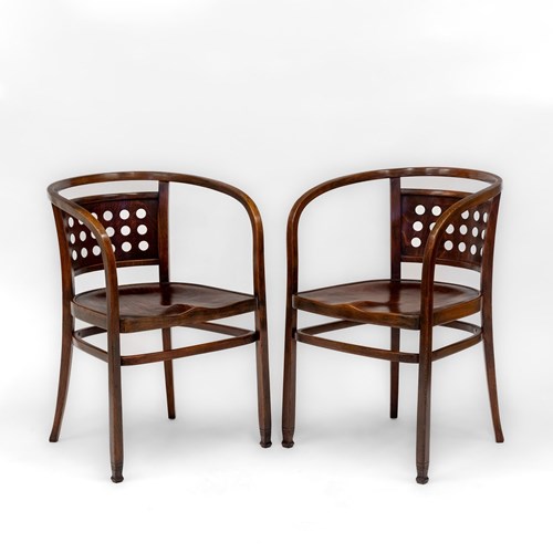  C1905 Pair Vienna Secessionist Bentwood Armchairs Designed By Otto Wagner 