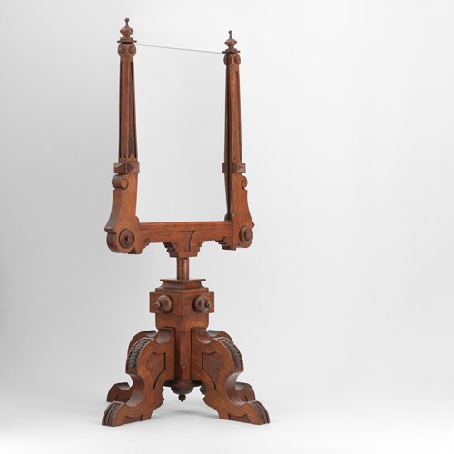 Unusual 19Th Century Gothic Revival Walnut Table Mirror