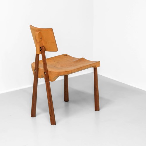 Postmodern Walnut And Maple Desk Chair 1980S