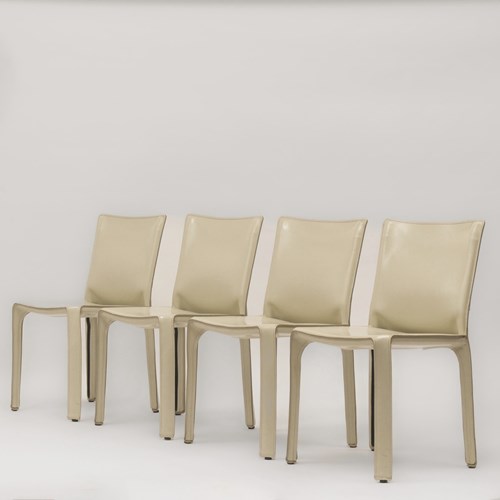 Circa 1980 Mario Bellini For Cassina Set Of Four Leather Cab Chairs Model 412 