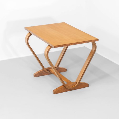 Stylish Art Deco Maple & Rosewood Side Table 1930S