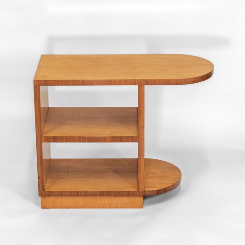 Art Deco Maple & Walnut Tiered Side Table 1930S
