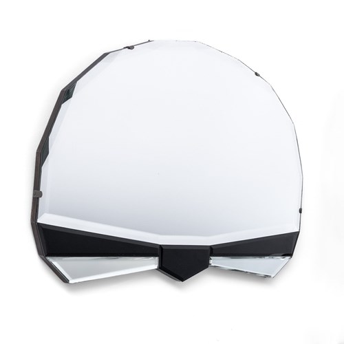 Original English Art Deco Fan Shaped Wall Mirror Black 1930