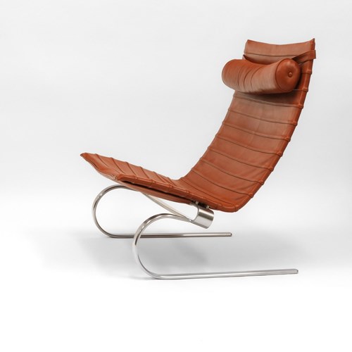 Poul Kjaerholm Sleek Pk20 Leather Lounge Chair For Fritz Hansen