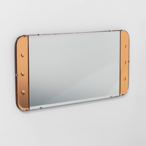 Art Deco Small Wall Mirror Peach 1930S