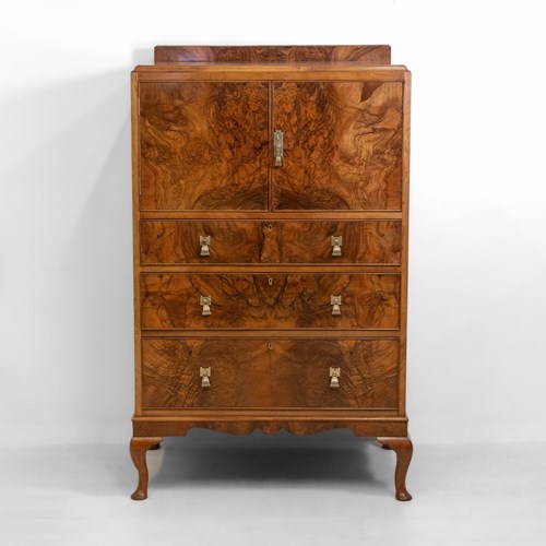 Art Deco Walnut Linen Press Chest Of Drawers Of Superb Quality 1930S