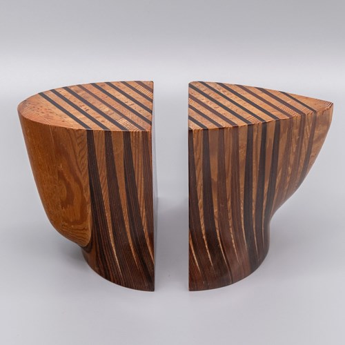 Vintage Sculptural Pine Bookends 1970S
