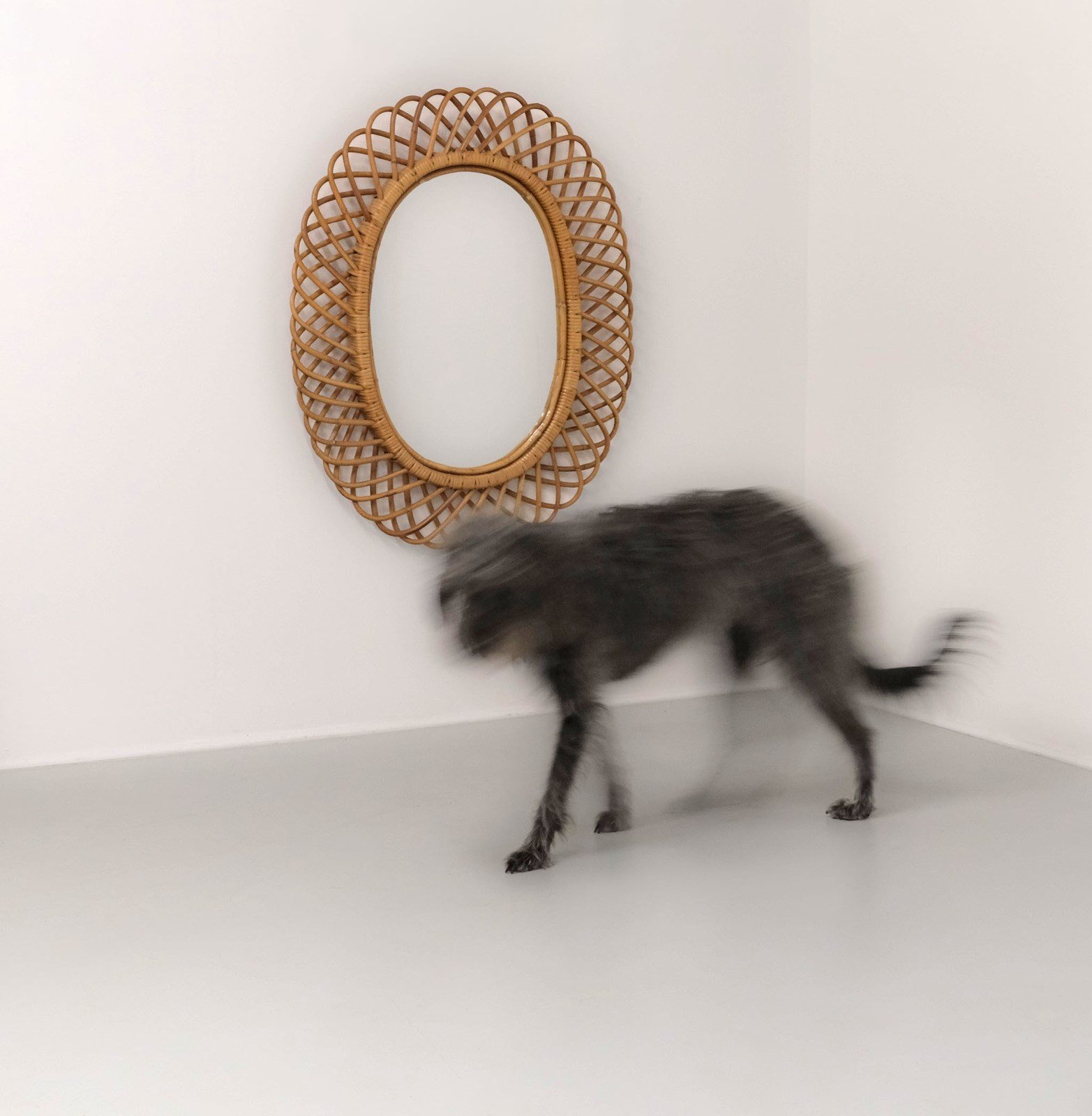 エリオ・マルティネッリ イタリア アンティーク スチール flos 1960s 1960S Italian Rattan And Bamboo Large Oval Mid Century Wall Mirror