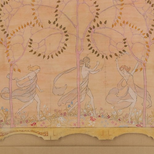 Art Nouveau Style Watercolour Drawing Of  Dancing  Figures American