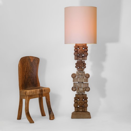 Bernard Rooke Large Totem Brutalist Sculptural Studio Floor Lamp C1970