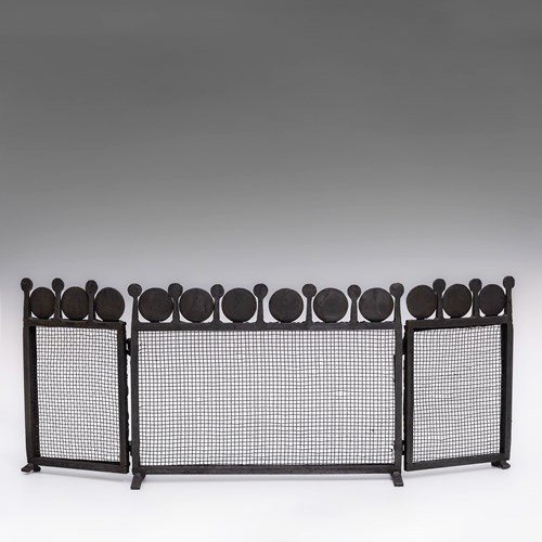 Swedish Mid Century Sculptural Iron Fire Sparke Guard After Bertil Vallien