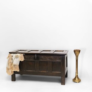 Charles II Oak Panel Coffer Chest C...