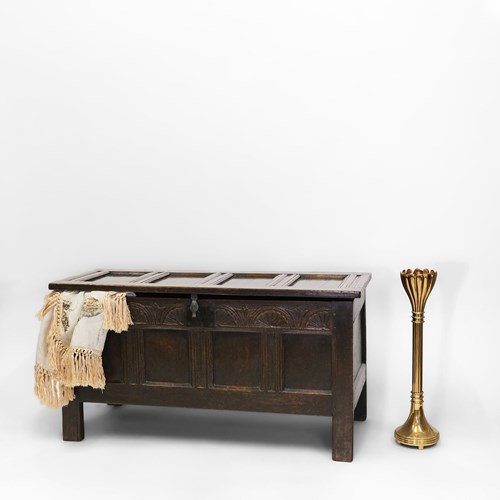 Charles II Oak Panel Coffer Chest Circa 1680